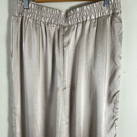 DREW By Anthropologie NWT Eva Wide Leg 90s Party Pants Baggy Satin Champagne L - Picture 6 of 15